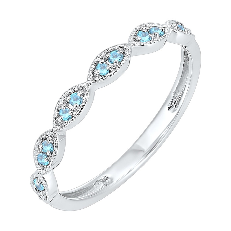 10Kt White Gold Blue Topaz 1/6Ctw Ring