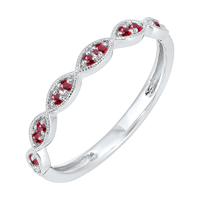 14Kt White Gold Ruby 1/6Ctw Ring