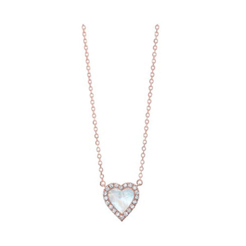 14Kt Rose Gold Diamond 1/10Ctw & Mother Of Pearls 1/5Ctw Pendant