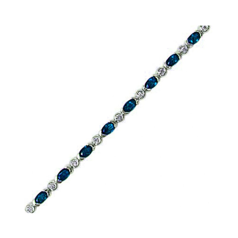 14Kt White Gold Diamond 1/2Ctw & Sapphire 5 1/5Ctw Bracelet
