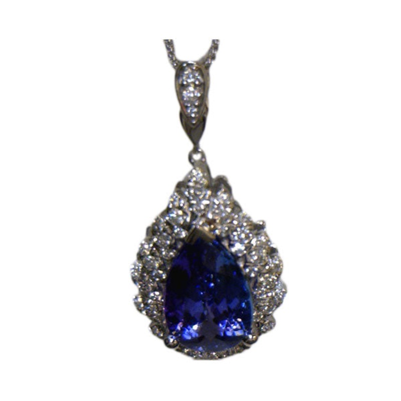14Kt White Gold Diamond 1/2Ctw & Tanzanite 3 5/8Ctw Pendant