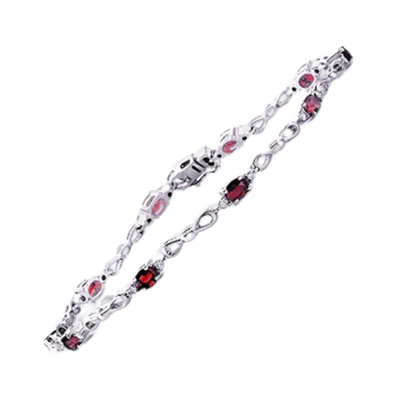 14Kt White Gold Diamond 1/4Ctw & Ruby 1 5/8Ctw Bracelet