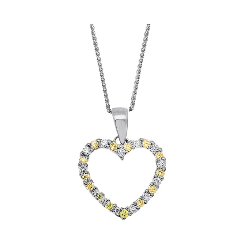 14Kt White Gold Diamond 1/8Ctw & Citrine 1/8Ctw Pendant