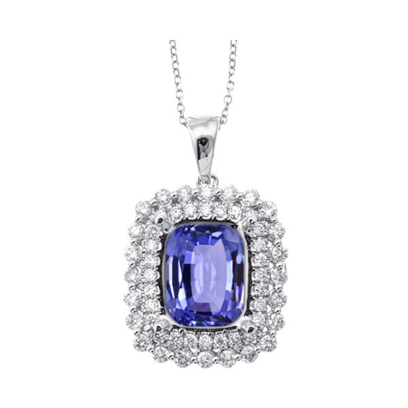 14Kt White Gold Diamond 3/4Ctw & Tanzanite 5 7/8Ctw Pendant