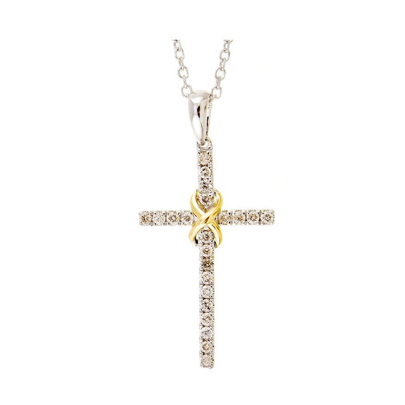 14Kt White Yellow Gold Diamond 1/10Ctw Pendant
