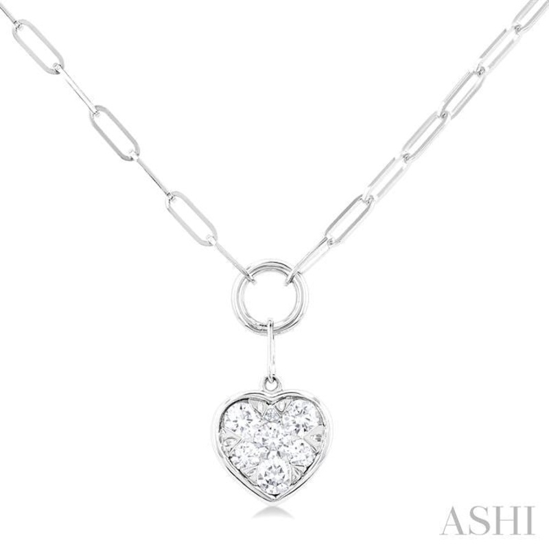 HEART SHAPE PAPER CLIP LOVEBRIGHT DIAMOND PENDANT