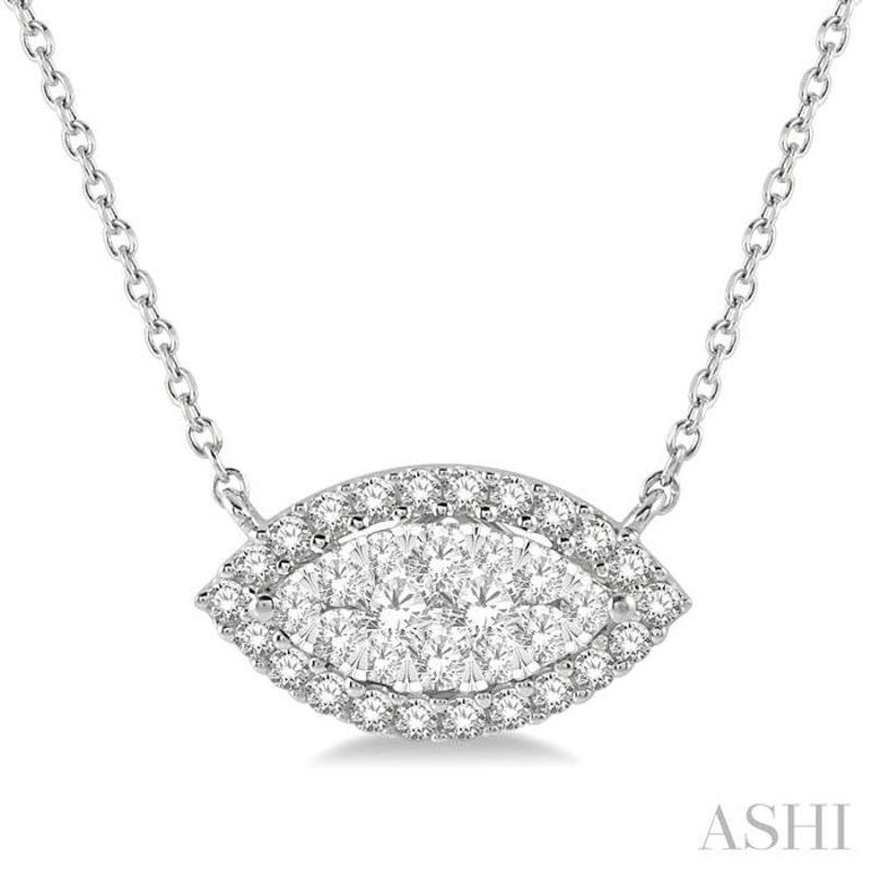 MARQUISE SHAPE EAST-WEST HALO LOVEBRIGHT ESSENTIAL DIAMOND PENDANT