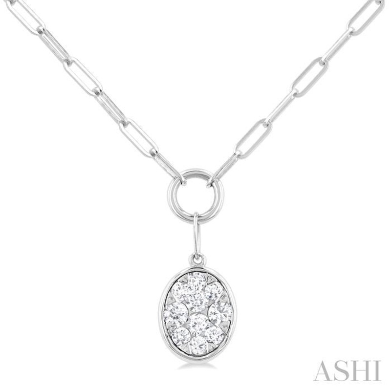 OVAL SHAPE PAPER CLIP LOVEBRIGHT DIAMOND PENDANT