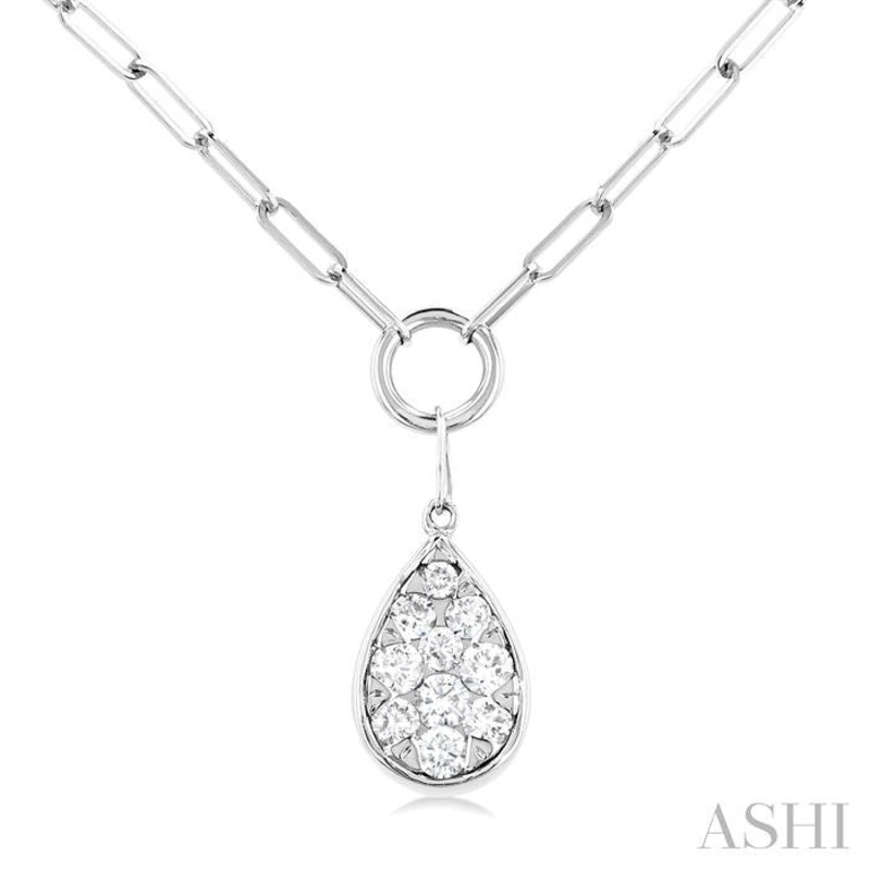 PEAR SHAPE PAPER CLIP LOVEBRIGHT DIAMOND PENDANT