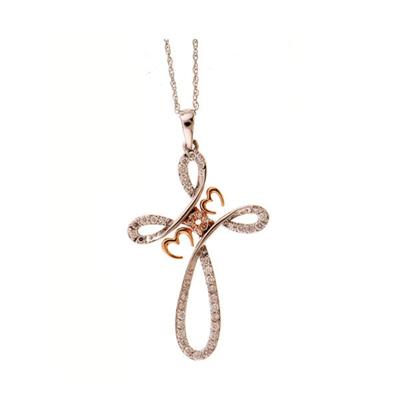 10Kt White Rose Gold Diamond 1/3Ctw Pendant