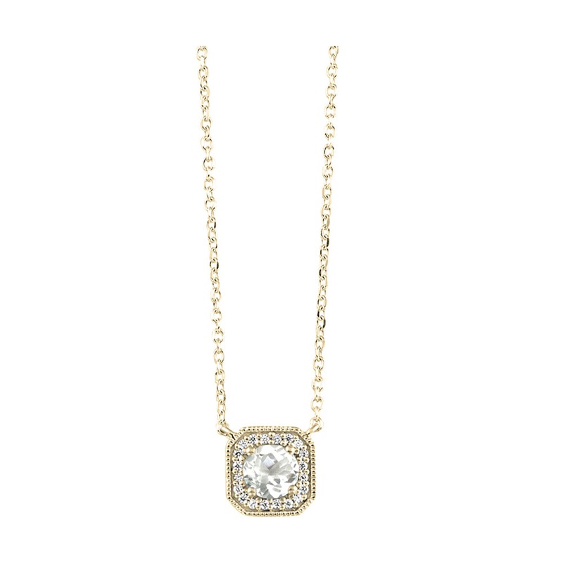 10Kt Yellow Gold Diamond 1/15Ctw & White Topaz 3/8Ctw Pendant