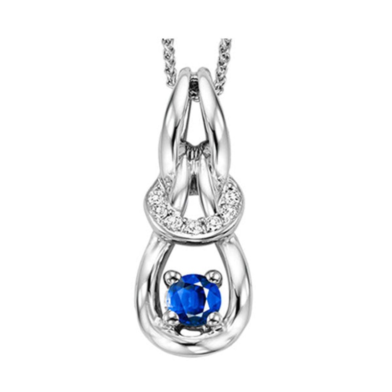 14Kt White Gold Diamond 1/20Ctw & Sapphire 1/5Ctw Pendant