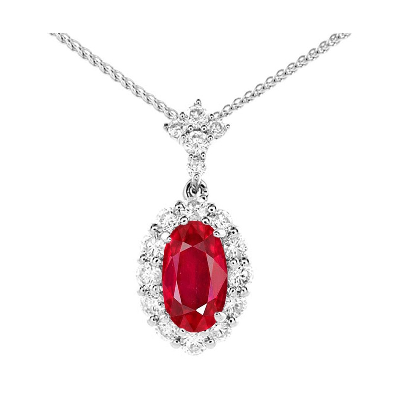 14Kt White Gold Diamond 1/2Ctw & Ruby 1Ctw Pendant