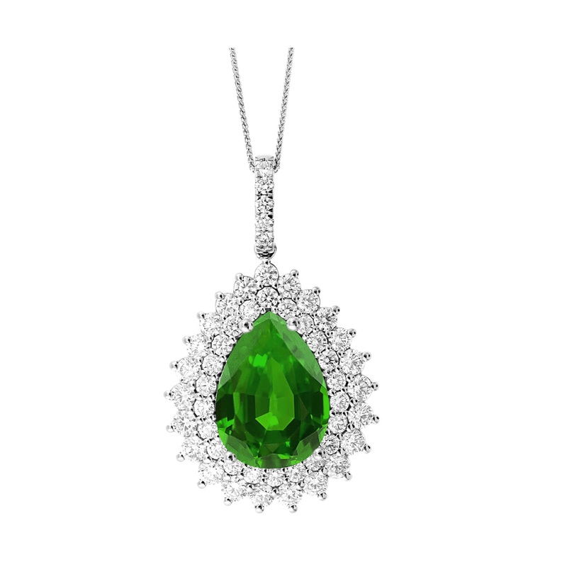 14Kt White Gold Diamond 4Ctw & Emerald 10 1/3Ctw Pendant