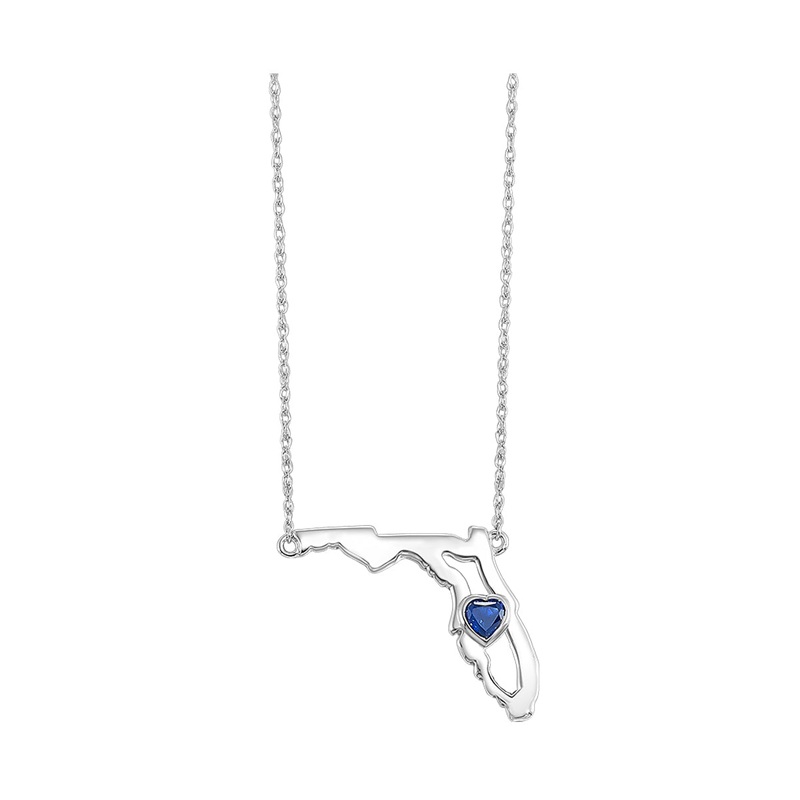14Kt White Gold Sapphire 1/6Ctw Pendant