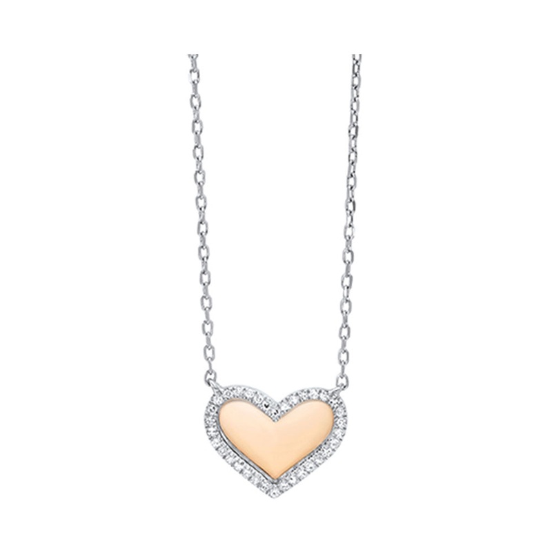 14Kt White Rose Gold Diamond 1/20Ctw Pendant