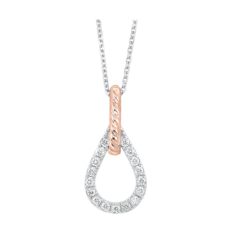 14Kt White Rose Gold Diamond 1/7Ctw Pendant