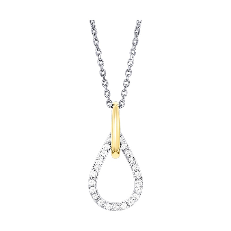 14Kt White Yellow Gold Diamond 1/15Ctw Pendant