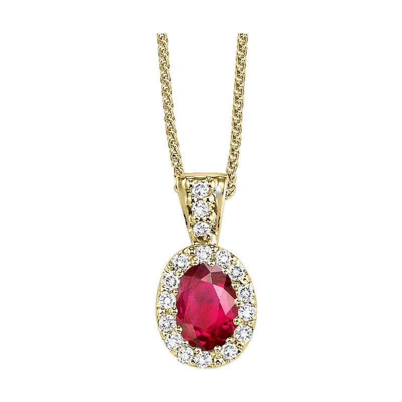 14Kt Yellow Gold Diamond 1/10Ctw & Ruby 1/2Ctw Pendant