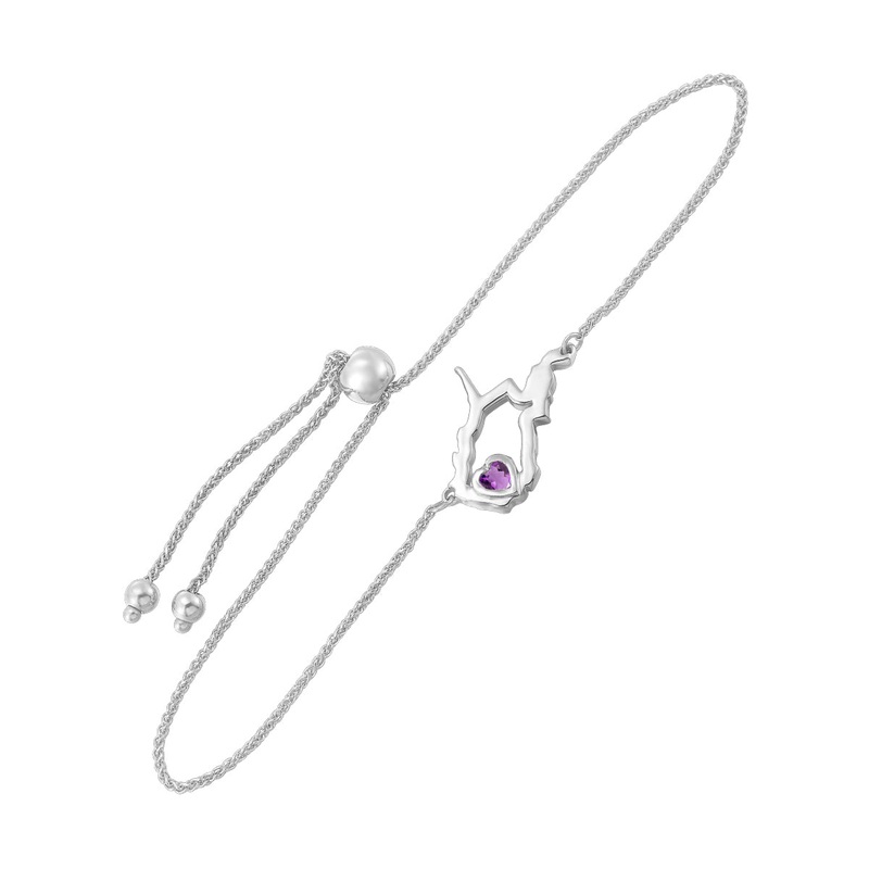 14Kt White Gold & Amethyst 1/8Ctw Bracelet
