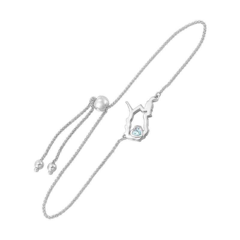 14Kt White Gold & Aquamarine 1/8Ctw Bracelet