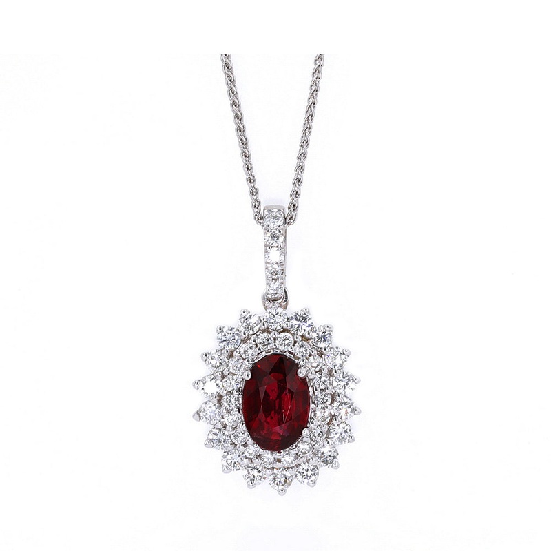 14Kt White Gold Diamond 1/2Ctw & Ruby 5/6Ctw Pendant