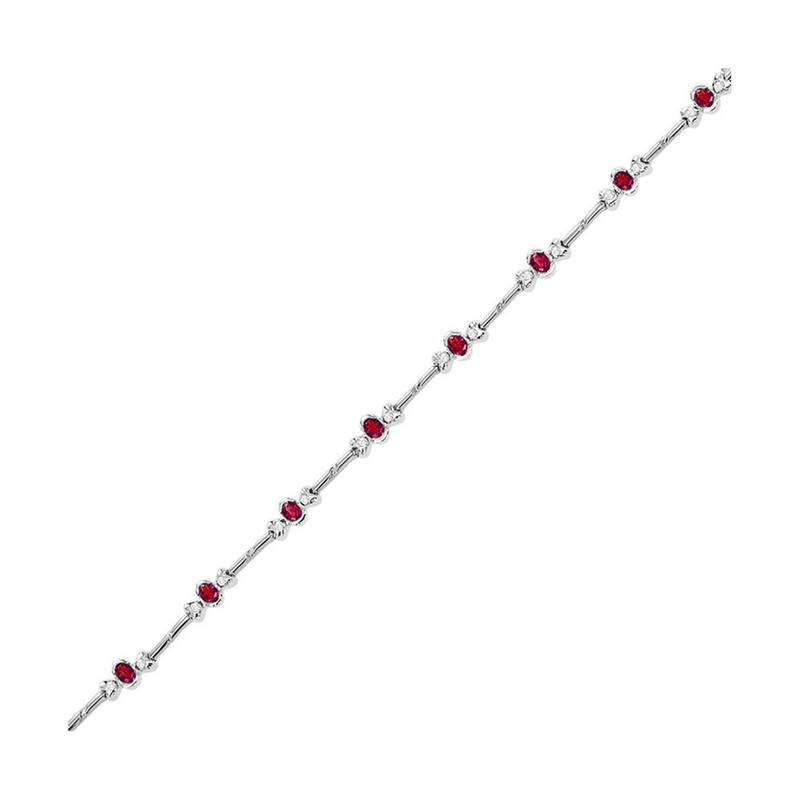 14Kt White Gold Diamond 1/3Ctw & Ruby 1 1/3Ctw Bracelet
