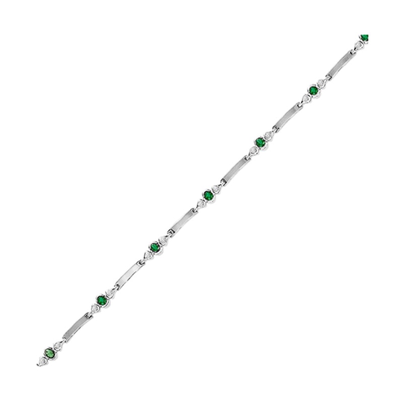 14Kt White Gold Diamond 1/4Ctw & Emerald 7/8Ctw Bracelet