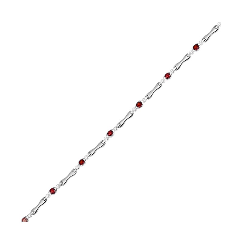 14Kt White Gold Diamond 1/4Ctw & Ruby 1 1/4Ctw Bracelet