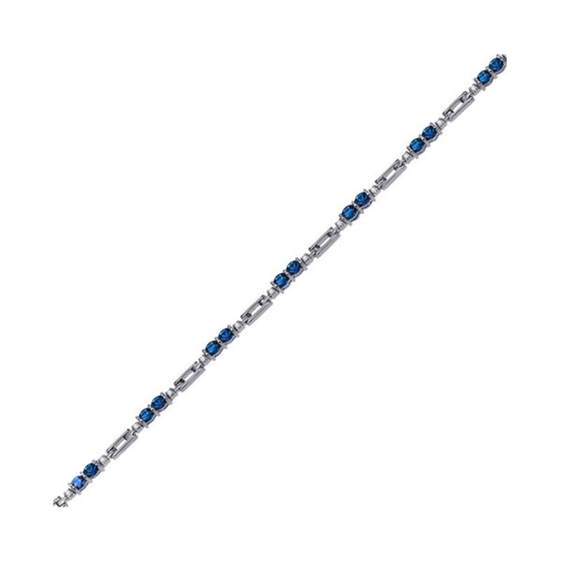14Kt White Gold Diamond 1/4Ctw & Sapphire 3Ctw Bracelet