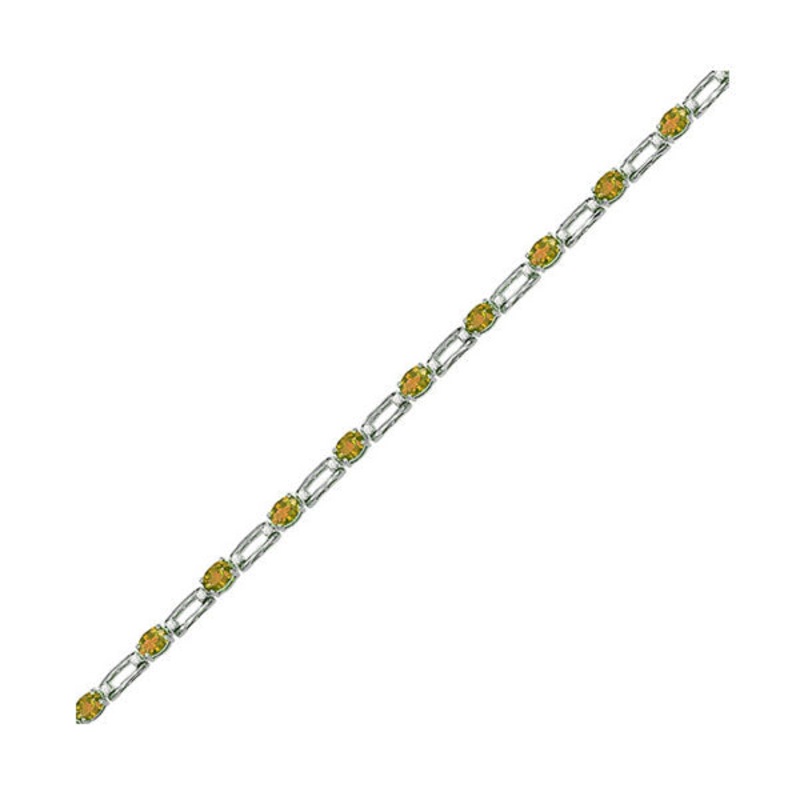 14Kt White Gold Diamond 1/5Ctw & Citrine 1 1/4Ctw Bracelet