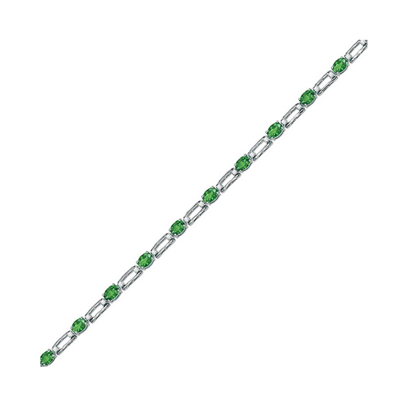 14Kt White Gold Diamond 1/5Ctw & Emerald 1 5/8Ctw Bracelet