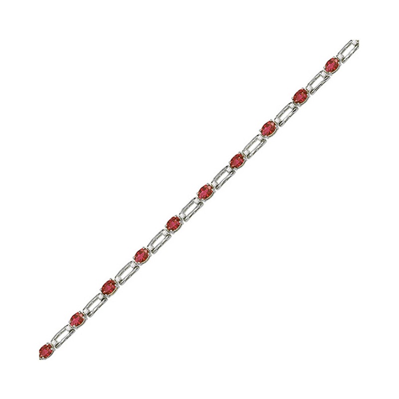 14Kt White Gold Diamond 1/5Ctw & Ruby 1 5/8Ctw Bracelet