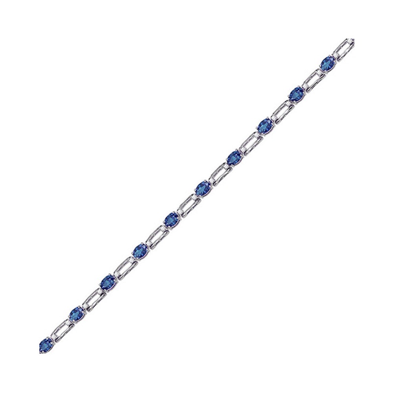14Kt White Gold Diamond 1/5Ctw & Sapphire 1 3/4Ctw Bracelet