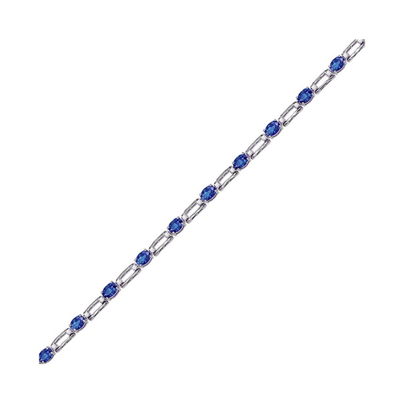 14Kt White Gold Diamond 1/5Ctw & Sapphire 1 5/8Ctw Bracelet