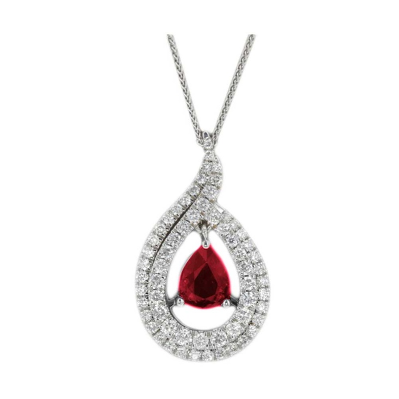 14Kt White Gold Diamond 5/8Ctw & Ruby 2 1/3Ctw Pendant