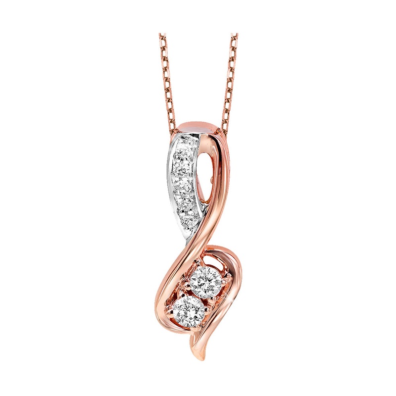 14Kt White Rose Gold Diamond 1/5Ctw Pendant