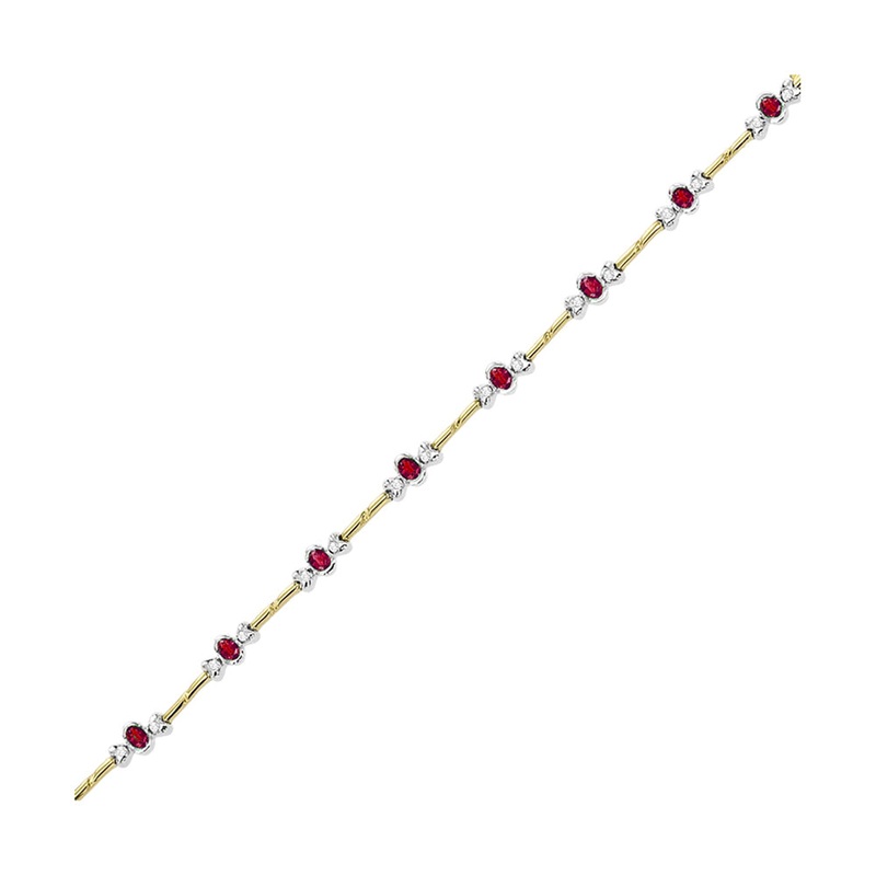 14Kt White Yellow Gold Diamond 1/3Ctw & Ruby 1 1/3Ctw Bracelet