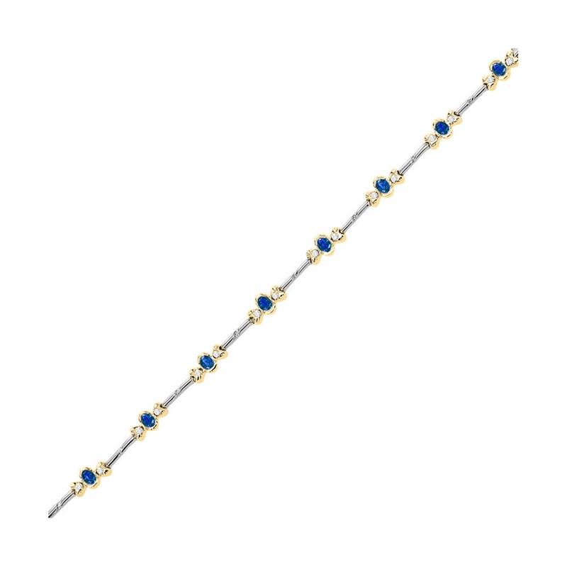 14Kt White Yellow Gold Diamond 1/3Ctw & Sapphire 1 1/3Ctw Bracelet