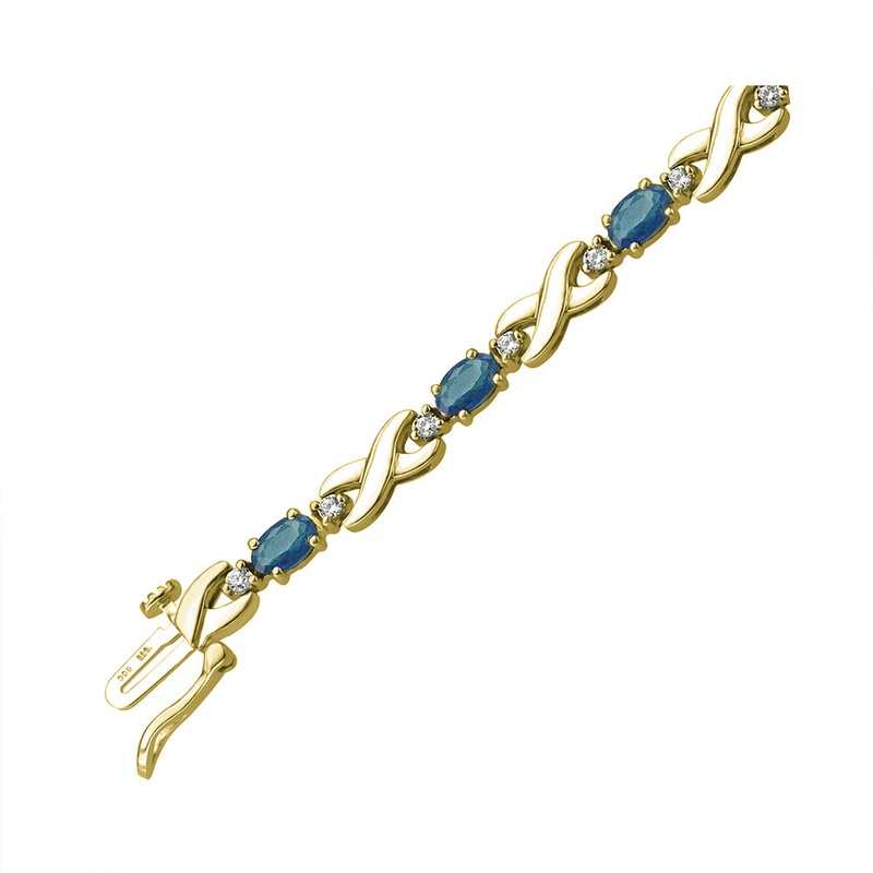 14Kt Yellow Gold Diamond 1/2Ctw & Blue Topaz 3Ctw Bracelet