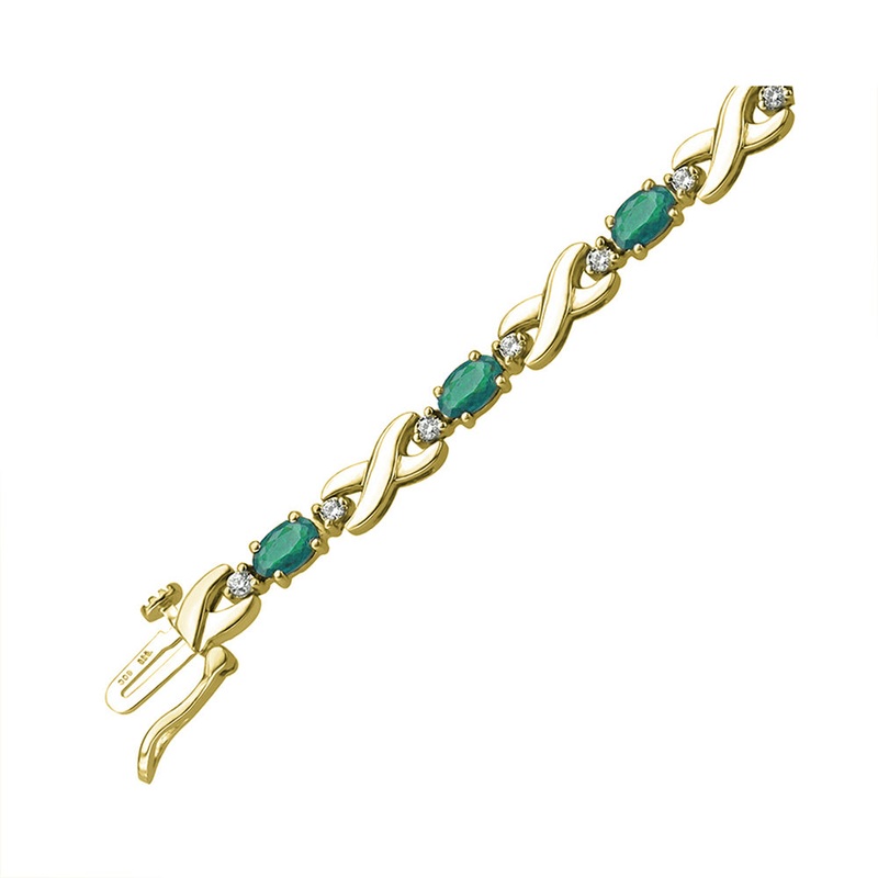 14Kt Yellow Gold Diamond 1/2Ctw & Emerald 2 1/2Ctw Bracelet