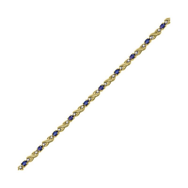 14Kt Yellow Gold Diamond 1/2Ctw & Sapphire 3 1/2Ctw Bracelet