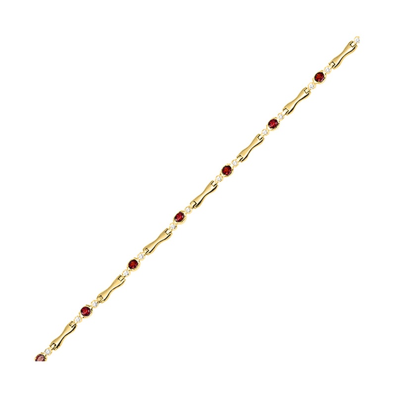 14Kt Yellow Gold Diamond 1/4Ctw & Ruby 2 1/4Ctw Bracelet