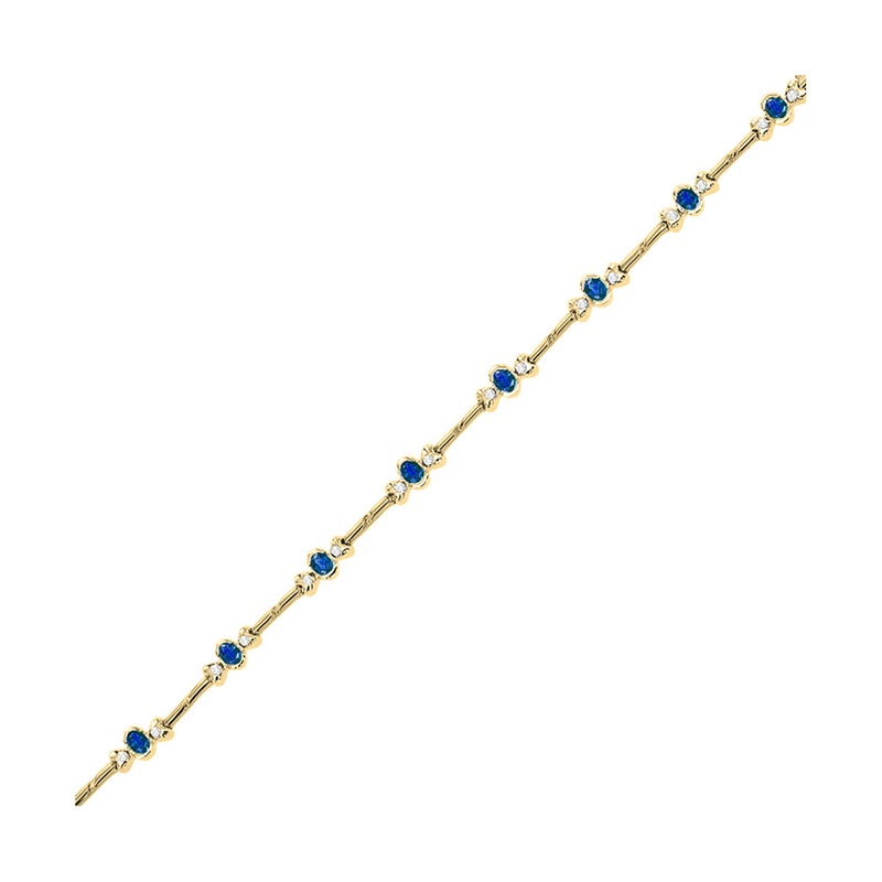 14Kt Yellow Gold Diamond 1/4Ctw & Sapphire 2 1/5Ctw Bracelet