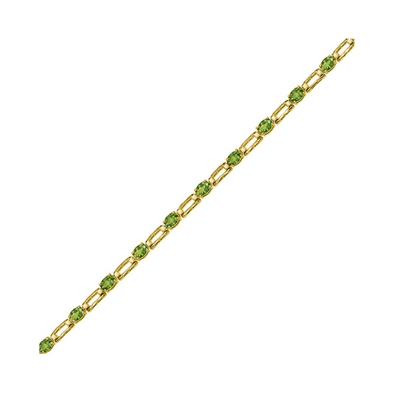 14Kt Yellow Gold Diamond 1/5Ctw & Peridot 1 1/2Ctw Bracelet