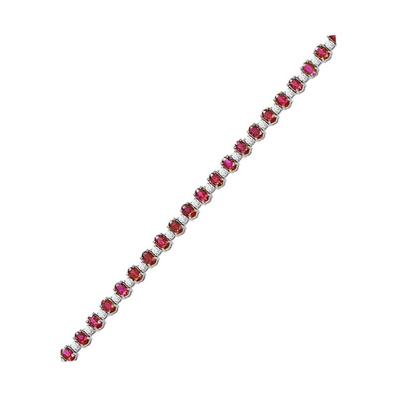 14Kt White Gold Diamond 1 5/8Ctw & Ruby 13 1/3Ctw Bracelet