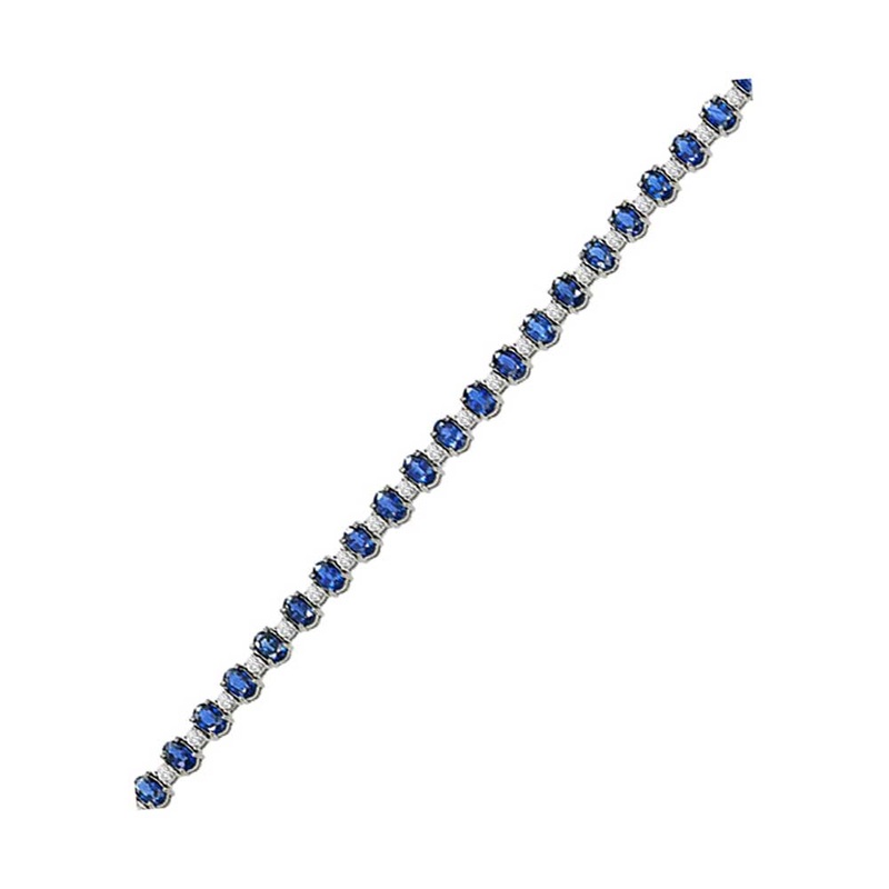 14Kt White Gold Diamond 1 5/8Ctw & Sapphire 13Ctw Bracelet