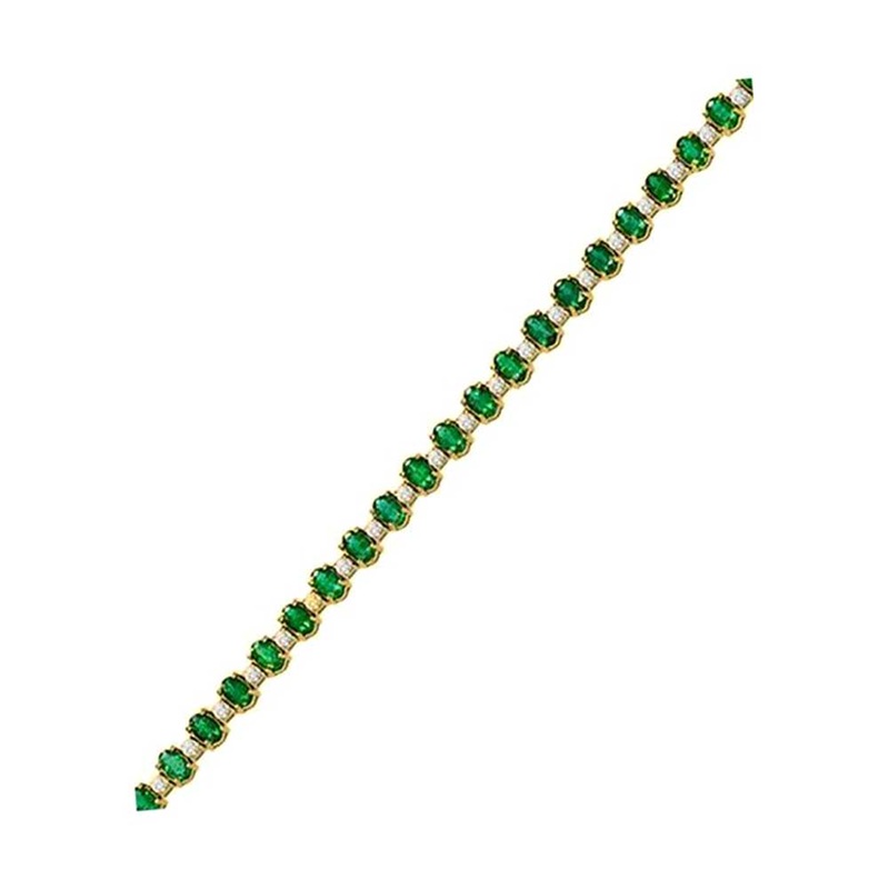 14Kt Yellow Gold Diamond 1 5/8Ctw & Emerald 9 1/6Ctw Bracelet