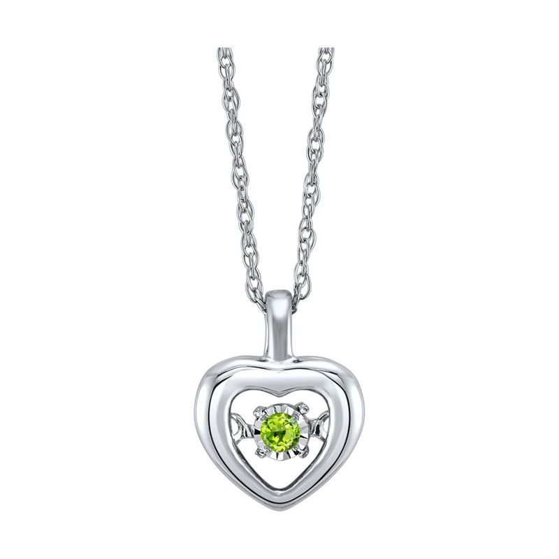 10Kt White Gold & Peridot 1/10Ctw Pendant