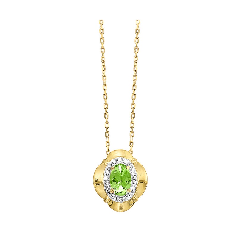 10Kt Yellow Gold Diamond 1/15Ctw & Peridot 1/2Ctw Pendant